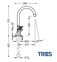 MEZCLADOR BIMANDO LAVABO CLASIC TRES GRIFERIA